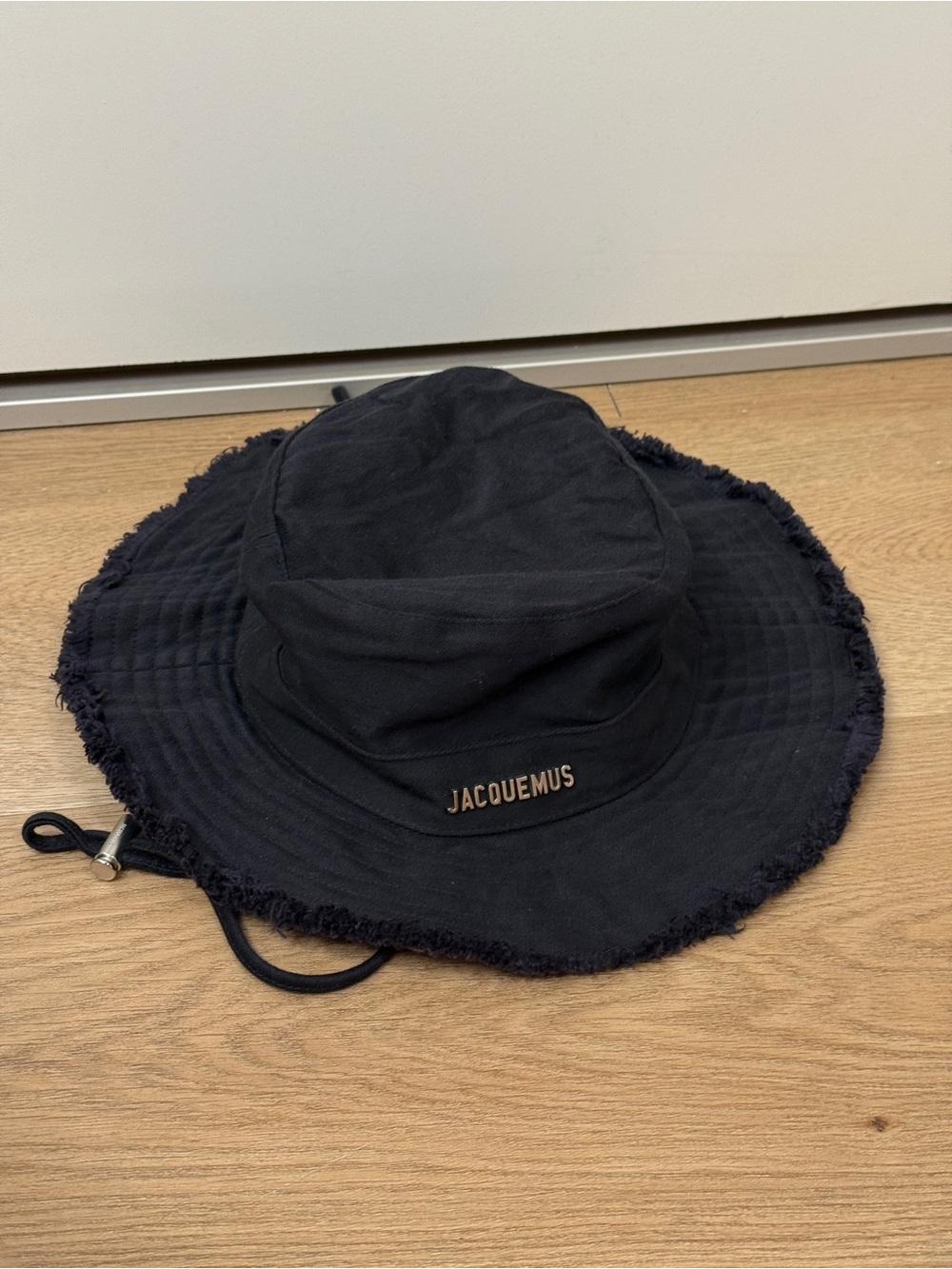 Authentic Jacquemus Navy Frayed Brim Bucket Hat